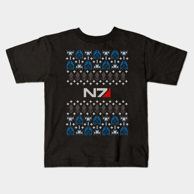 Ugly Mass Effect Christmas Sweater Kids T-Shirt by JWDesigns